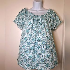 Loft blue and green pattern shirt M